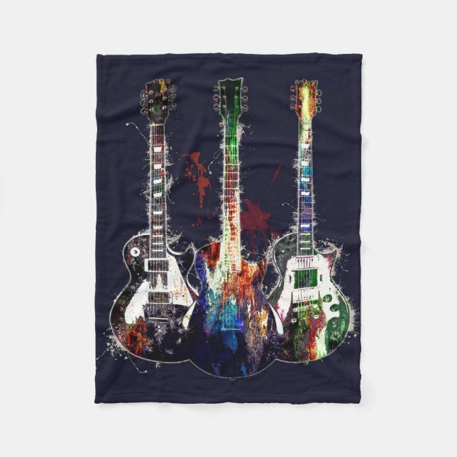 Couverture Polaire Trois guitares colorées (Devant)