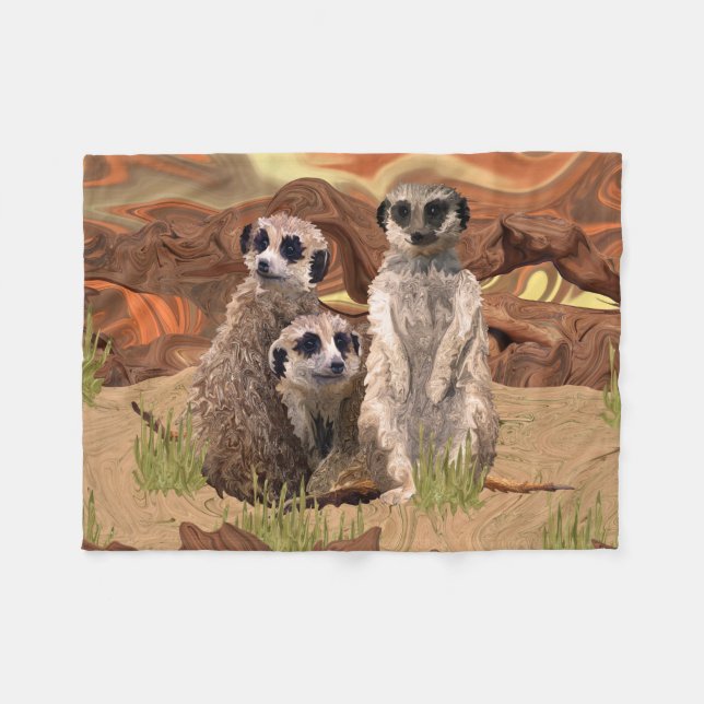 Couverture Polaire Trois Meerly Meerkats (Devant (Horizontal))