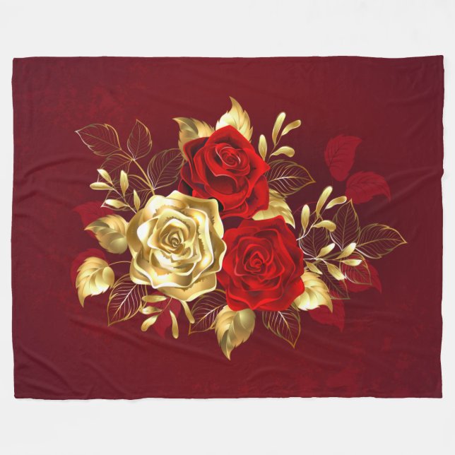 Couverture Polaire Trois Roses de bijoux (Devant (Horizontal))