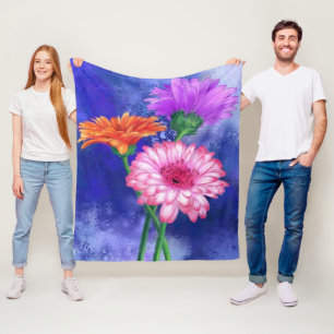 Couverture Polaire Trois superbes Gerberas couleur - Printemps - Pein