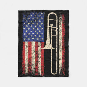 Couverture Polaire Trombone États-Unis Drapeau Chemise Jazz Musique V