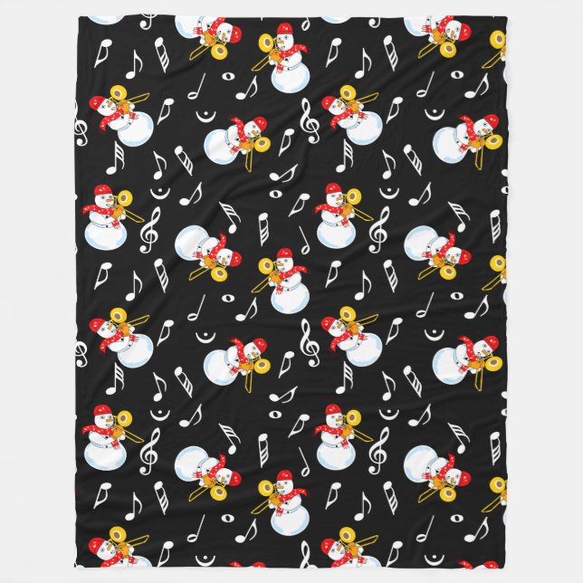 Couverture Polaire Trombone Snowman Music Notes Motif (Devant)