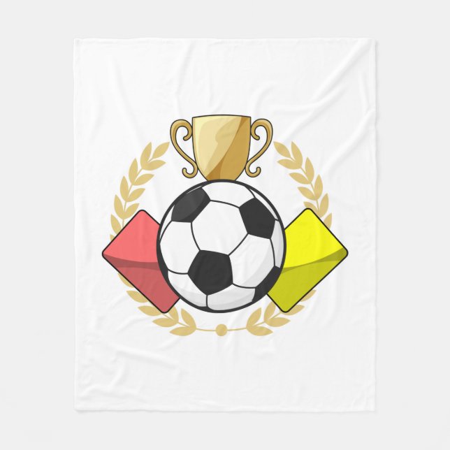 Couverture Polaire Trophée de football rouge et jaune (Devant)