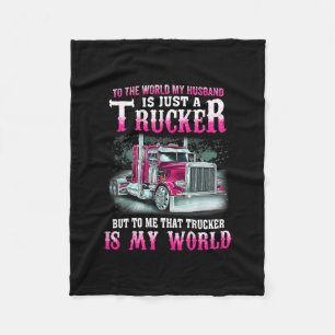 Couverture Polaire Trucker Est Mon Monde Chauffeur De Camion Cadeau P