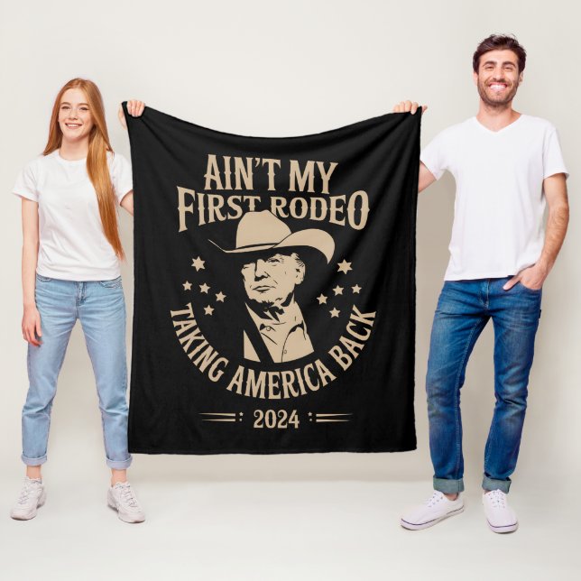 Couverture Polaire Trump n'est pas mon premier Rodeo Cowboy américain (En situation)