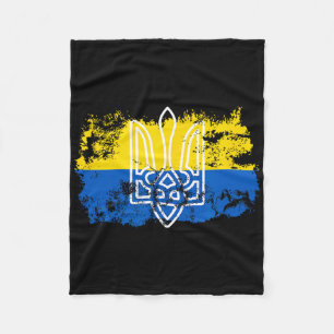 Couverture Polaire Tryzub Stand Uni avec l'Ukraine Trident Ukrainien