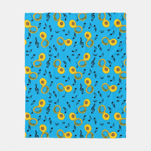 Couverture Polaire Tuba Music Notes Motif (Devant)