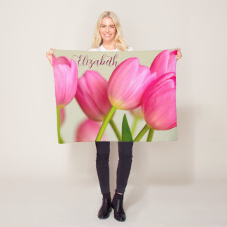 Couverture Polaire Tulipes roses Personnaliser