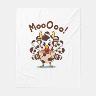Couverture Polaire Turquie Moo Costume de vache mignonne Thanksgiving