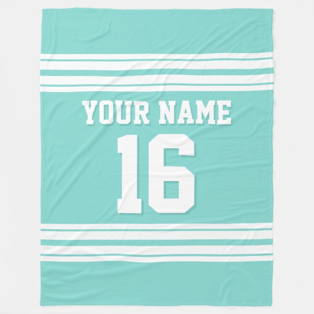 Couverture Polaire Turquoise Aqua White Sports Jersey (Devant)