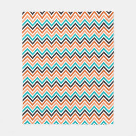 Couverture Polaire Turquoise avec motif chevron aux tons orange