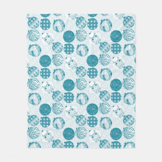 Couverture Polaire Turquoise, Bleu, motif de Noël (Devant)