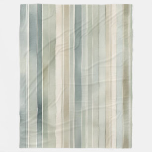 Couverture Polaire Turquoise bleu Sage Green Crème Distressed Stripe