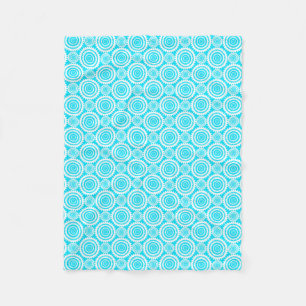 Couverture Polaire Turquoise Clair et Motif Géométrique Amusant Blanc