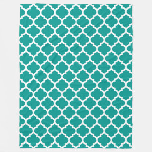 Couverture Polaire Turquoise foncé blanc marocain Quatrefoil Motif #5