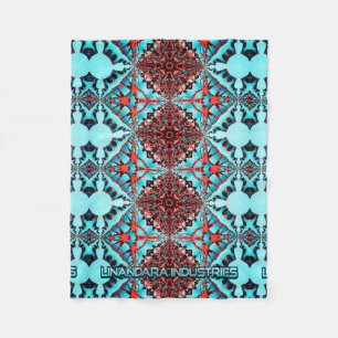 Couverture Polaire Turquoise Fractale Star Blast