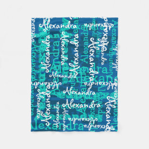 Couverture Polaire Turquoise Frozen Ice Blue Girls Nom Collage