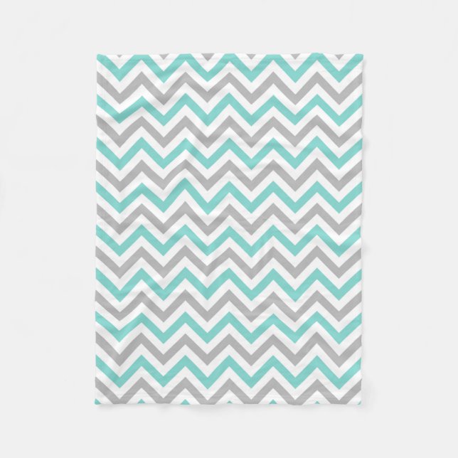 Couverture Polaire Turquoise, Gray, Wht Large Chevron Zig Zag (Devant)