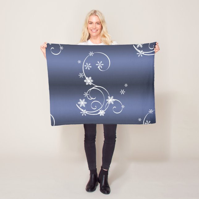 Couverture Polaire Turquoise métallique, Fils blancs Noël (En situation)