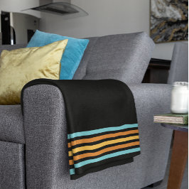 Couverture Polaire Turquoise rétro et bande orange