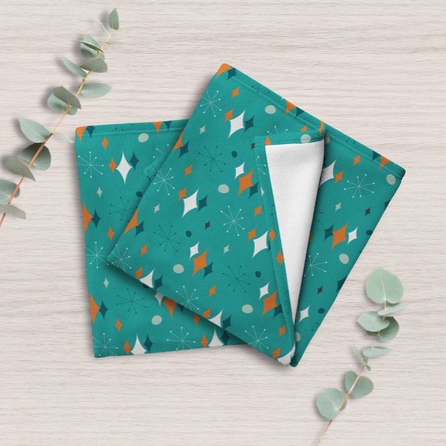 Couverture Polaire Turquoise Retro Mid-Century moderne Starburd atomi (Créateur téléchargé)