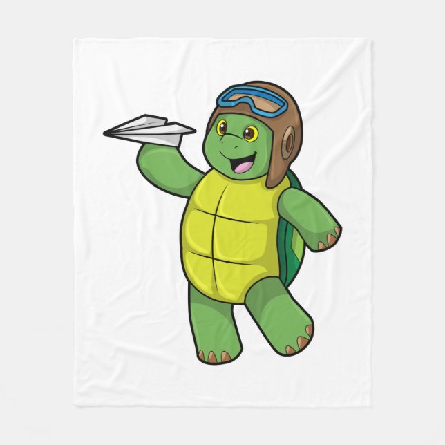 Couverture Polaire Turtle as Pilot with Paper plane (Devant)