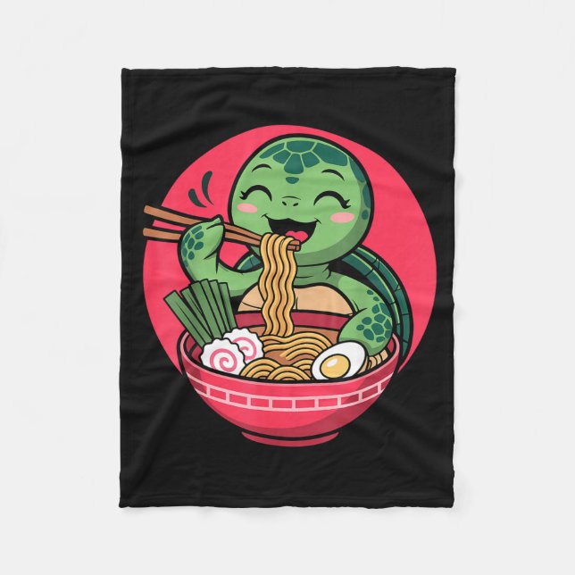 Couverture Polaire Turtle Eating Ramen Kawaii Turtle Japanese Kawaii  (Devant)