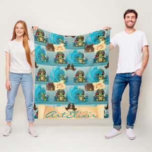 Couverture Polaire Turtle Kawaii Pirate