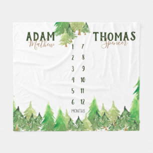 Couverture Polaire Twin Milestone boisé bébé tracker pas bg