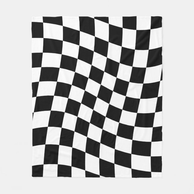 Couverture Polaire Twisted Black and White Checkered Square Pattern  (Devant)