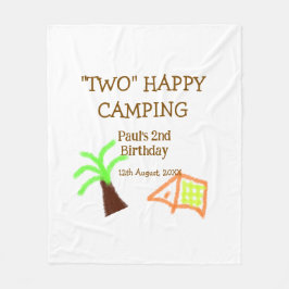 Couverture Polaire Two happy camping 2nd birthday tree camp kids