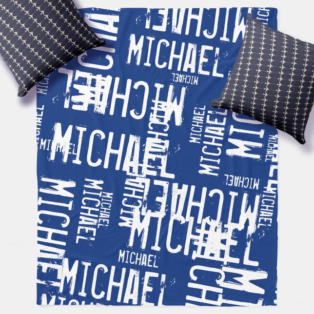 Couverture Polaire Typographie cool Noms blancs sur bleu marine (Créateur téléchargé)