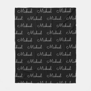 Couverture Polaire Typographie modèle Remplacez votre nom Noir
