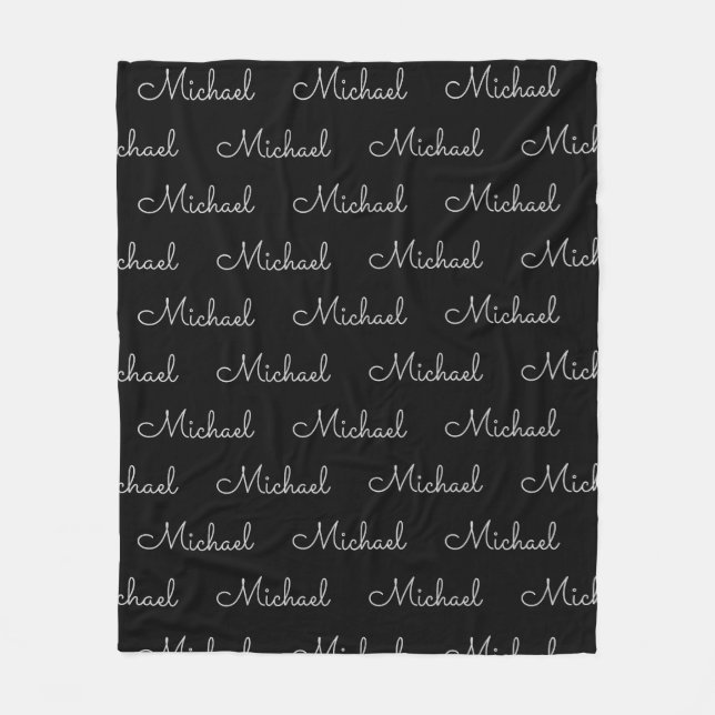 Couverture Polaire Typographie modèle Remplacez votre nom Noir (Devant)