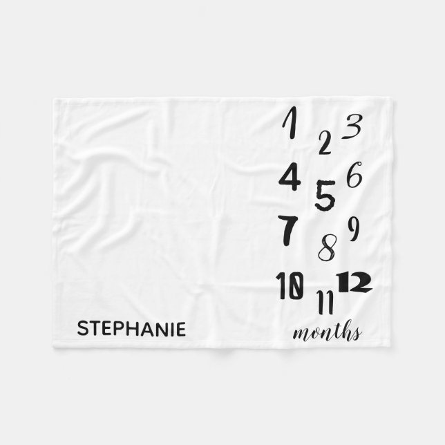 Couverture Polaire Typographie moderne Baby Milestone Blanket (Devant (Horizontal))