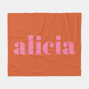 Couverture Polaire Typographie moderne Nom personnalisé   Orange ros