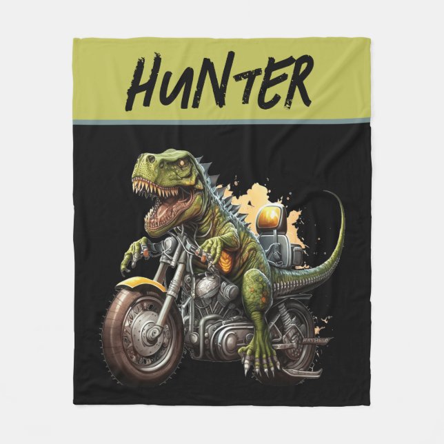 Couverture Polaire Tyrannosaurus Rex Dinosaur Monter une moto (Devant)