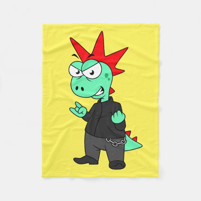 Couverture Polaire Tyrannosaurus Rex Habillé Comme Un Punk. (Devant)