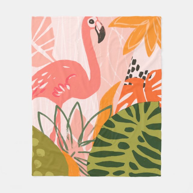Couverture Polaire UA Flamant rose Jungle II (Devant)