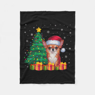 Couverture Polaire Ugly Chihuahua Santa Hat Feux de Noël
