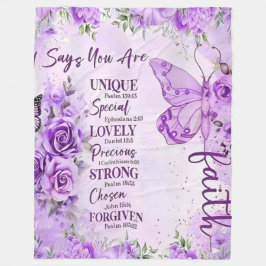 Couverture Polaire Ultra-Soft Lavender Floral Faith Butterfly Design 