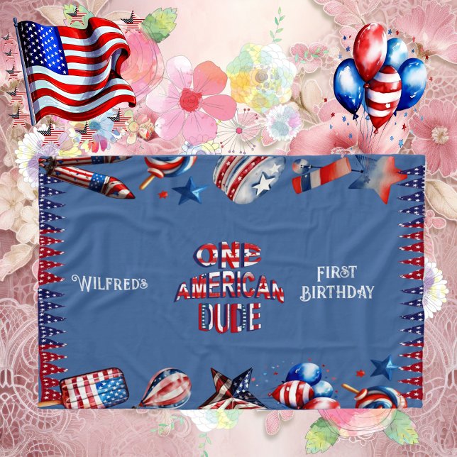 Couverture Polaire Un Américain Dude 4 Juillet Rouge Blanc Bleu Anniv (One American Dude 4 July Red White Blue Birthday Fleece Blanket)