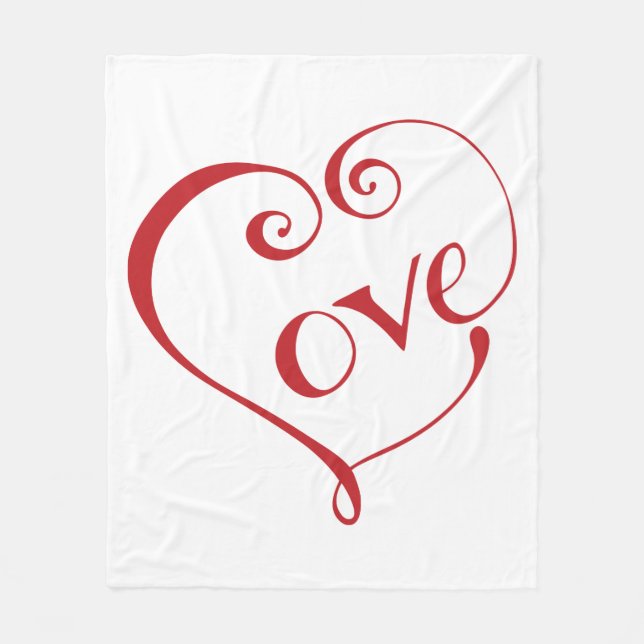 Couverture Polaire Un coeur fait d'amour en rouge (Devant)