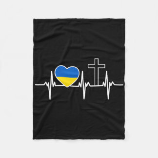 Couverture Polaire Un cœur pour Jésus et l'Ukraine - Vêtements chréti