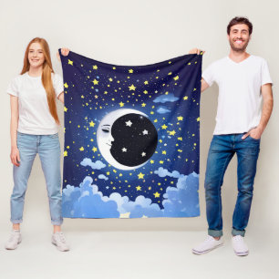 Couverture Polaire Un homme dans la lune sur un Arrière - plan étoilé