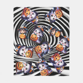Couverture Polaire Un joli fantôme d'Halloween avec Citrouille