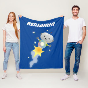 Couverture Polaire Un mignon robot volant dans l'espace dessin animé