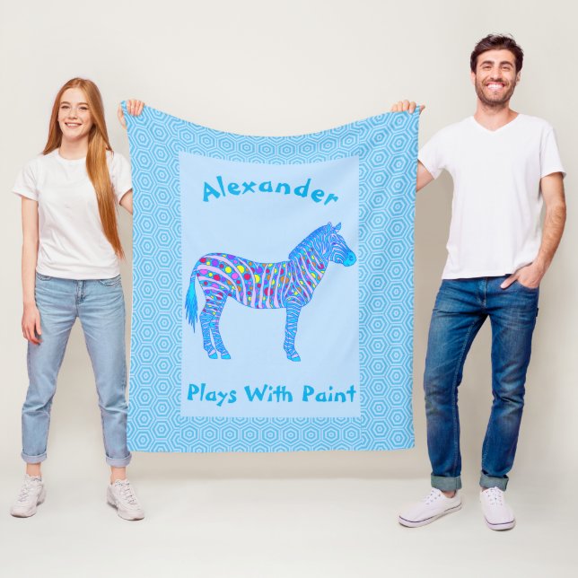 Couverture Polaire Un zèbre de bleu pointille des jeux de rayures (En situation)