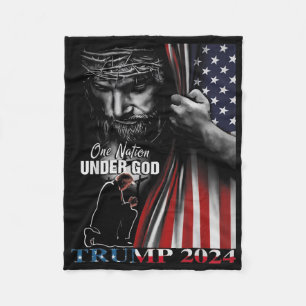 Couverture Polaire Une nation sous Dieu Trump 2024 Dieu drapeau améri