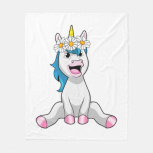 Couverture Polaire Unicorn avec Flowers Daisy
